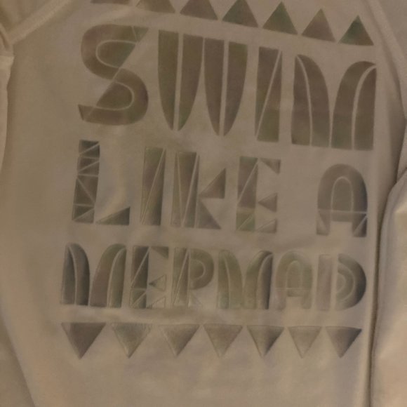 Cat & Jack White Rashguard XS Xtra Small 4-5 Silver Swim Like a Mermaid Graphic - Picture 2 of 3